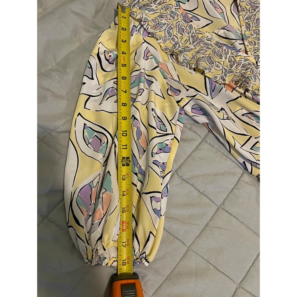 Vintage Anthony Sicari Ruffle Midi Dress Made in USA 80s Pastel Abstract Print P - Picture 6 of 12